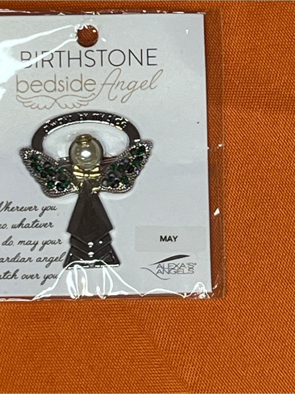 May Birthstone Bedside Angel  with Green Wing Accents